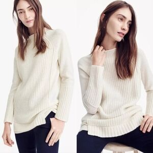J. Crew Cream 100% Wool Mockneck Tunic Sweater - Size Medium